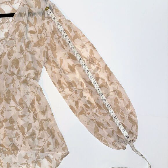 Cabi Couplet Blouse Flowy Chiffon Sheer Long Sleeve Top w/ Cami Beige Cream S - Picture 12 of 15